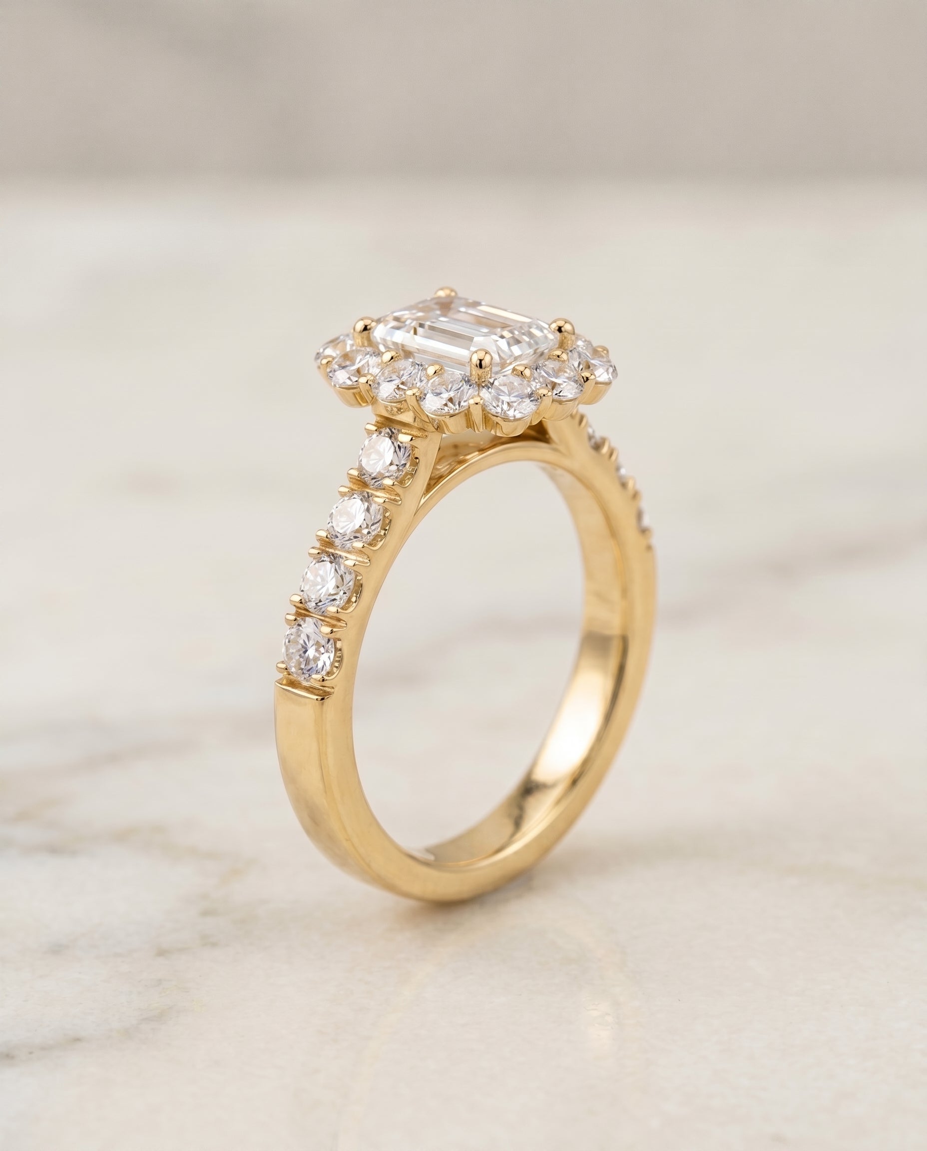Luxe French Pavé Halo Cut styling on The Alannah emerald engagement ring setting | RockHer
