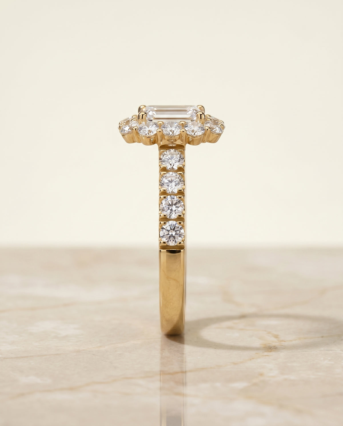The Alannah setting for emerald diamonds, made to order in 18K Yellow Gold | RockHer