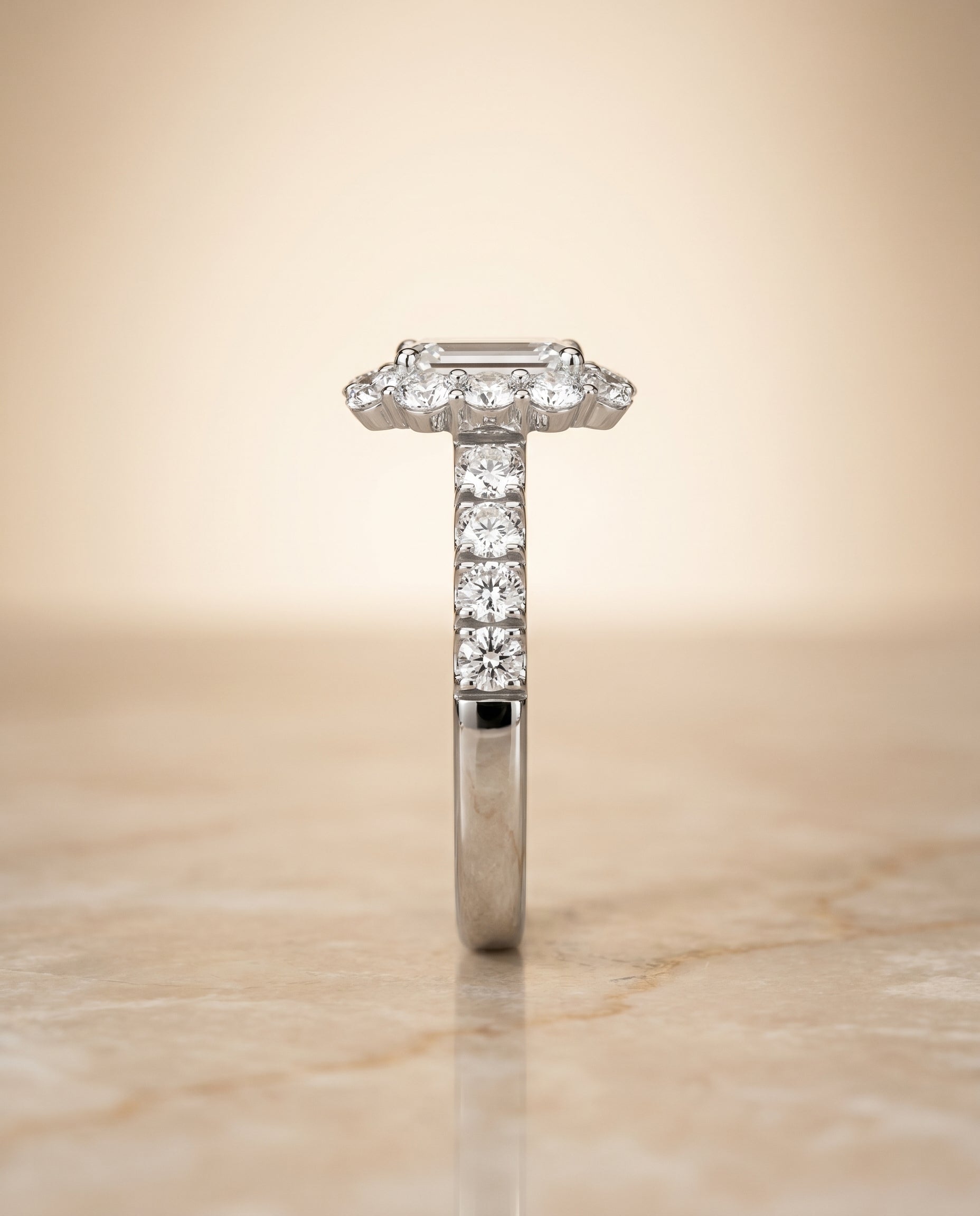 The Alannah setting for emerald diamonds, made to order in Platinum | RockHer