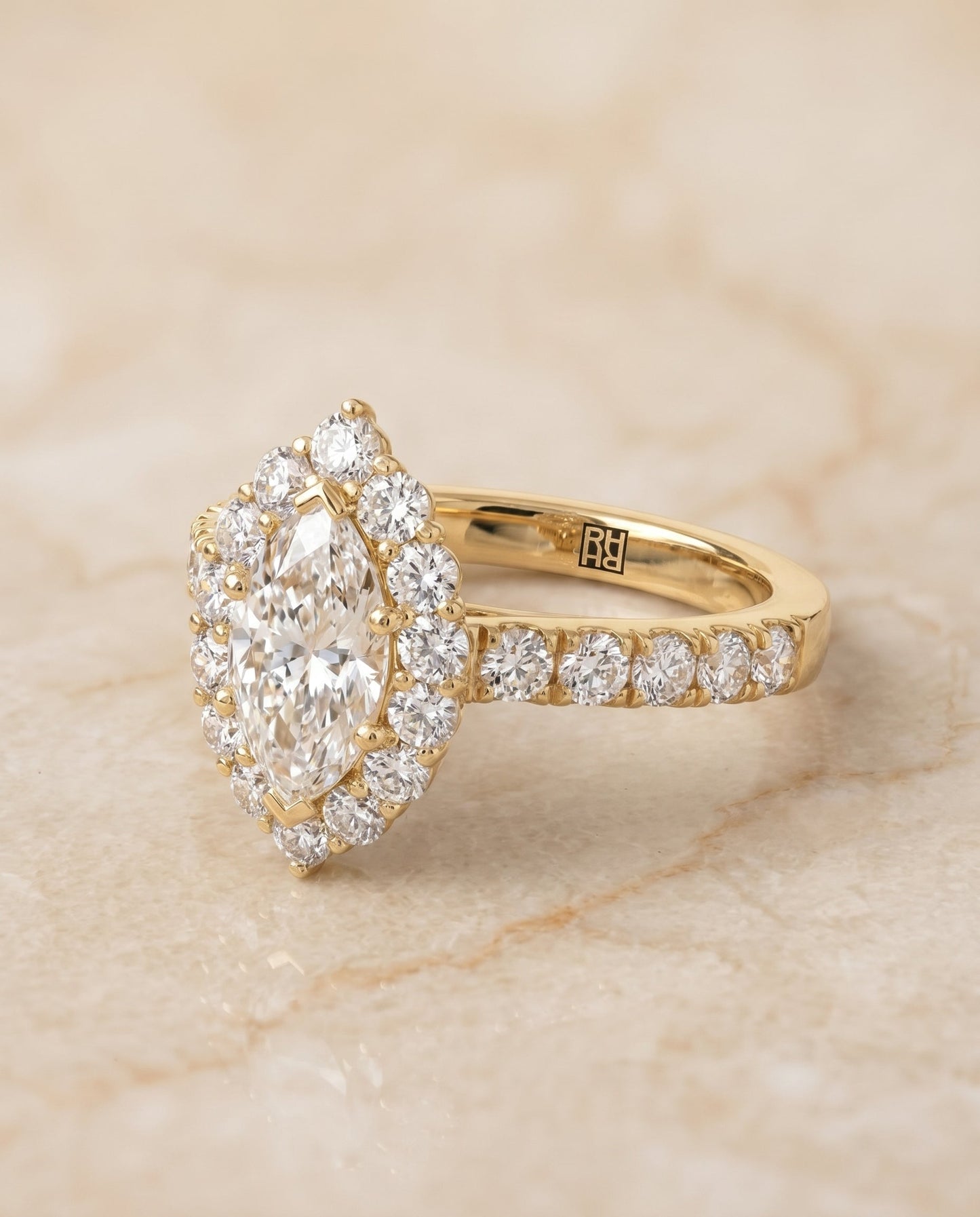 The Alannah Select Halo Engagement Ring with Lab Diamond in 18K Yellow Gold - view 1