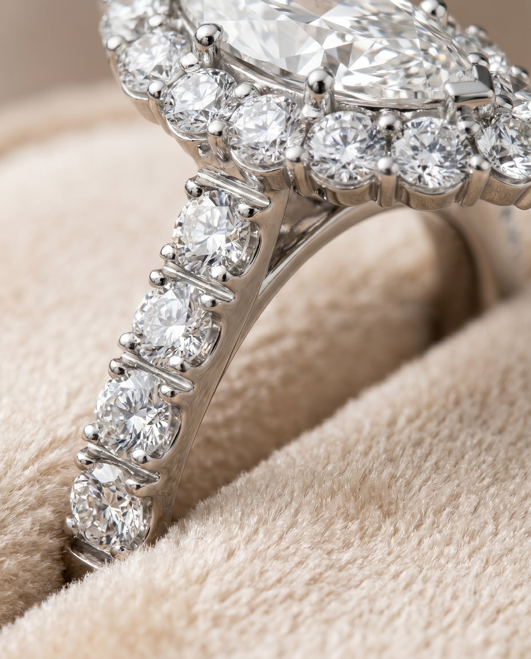 Platinum band of The Alannah marquise engagement ring setting | RockHer