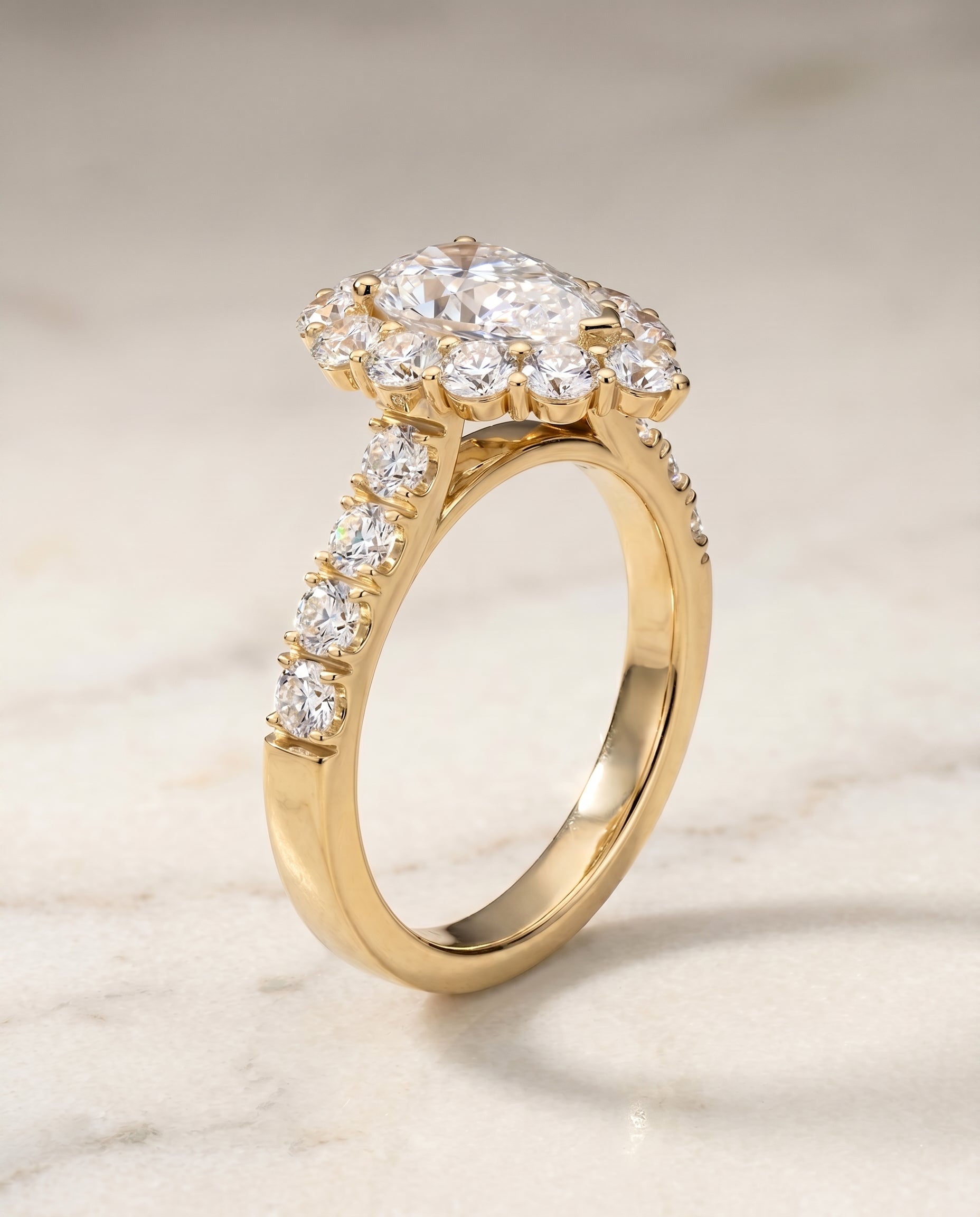 Luxe French Pavé Halo styling on The Alannah pear engagement ring setting | RockHer