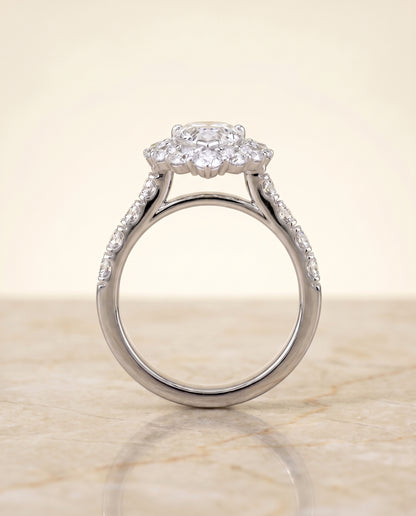 The Alannah Luxe French Pavé Halo Pear Engagement Ring Setting in Platinum