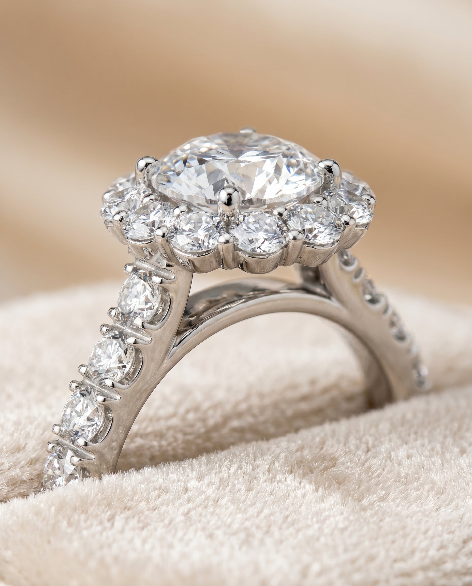 Platinum band of The Alannah round engagement ring setting | RockHer