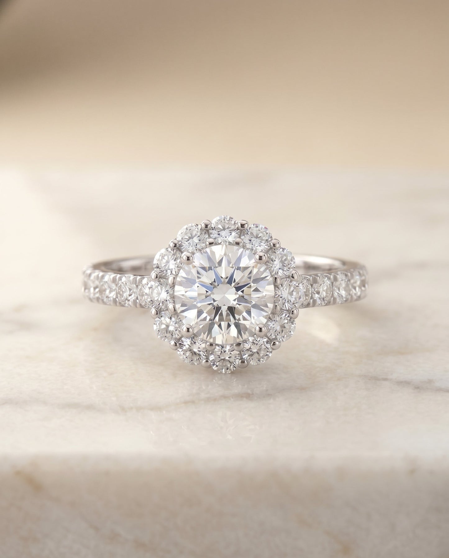 The Alannah Select Halo Engagement Ring with Lab Diamond in Platinum - view 1