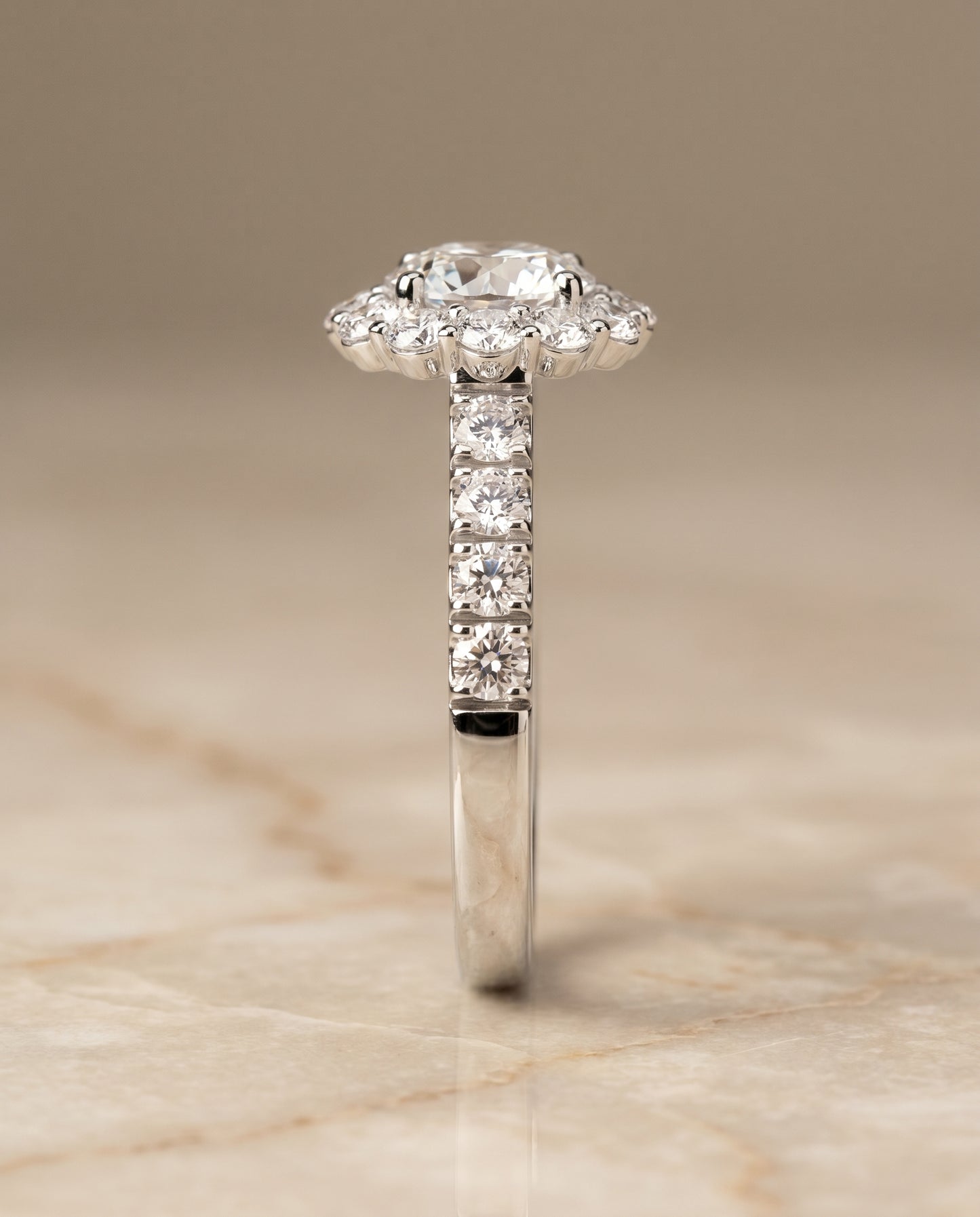 The Alannah Luxe French Pavé Halo Round Engagement Ring Setting in Platinum