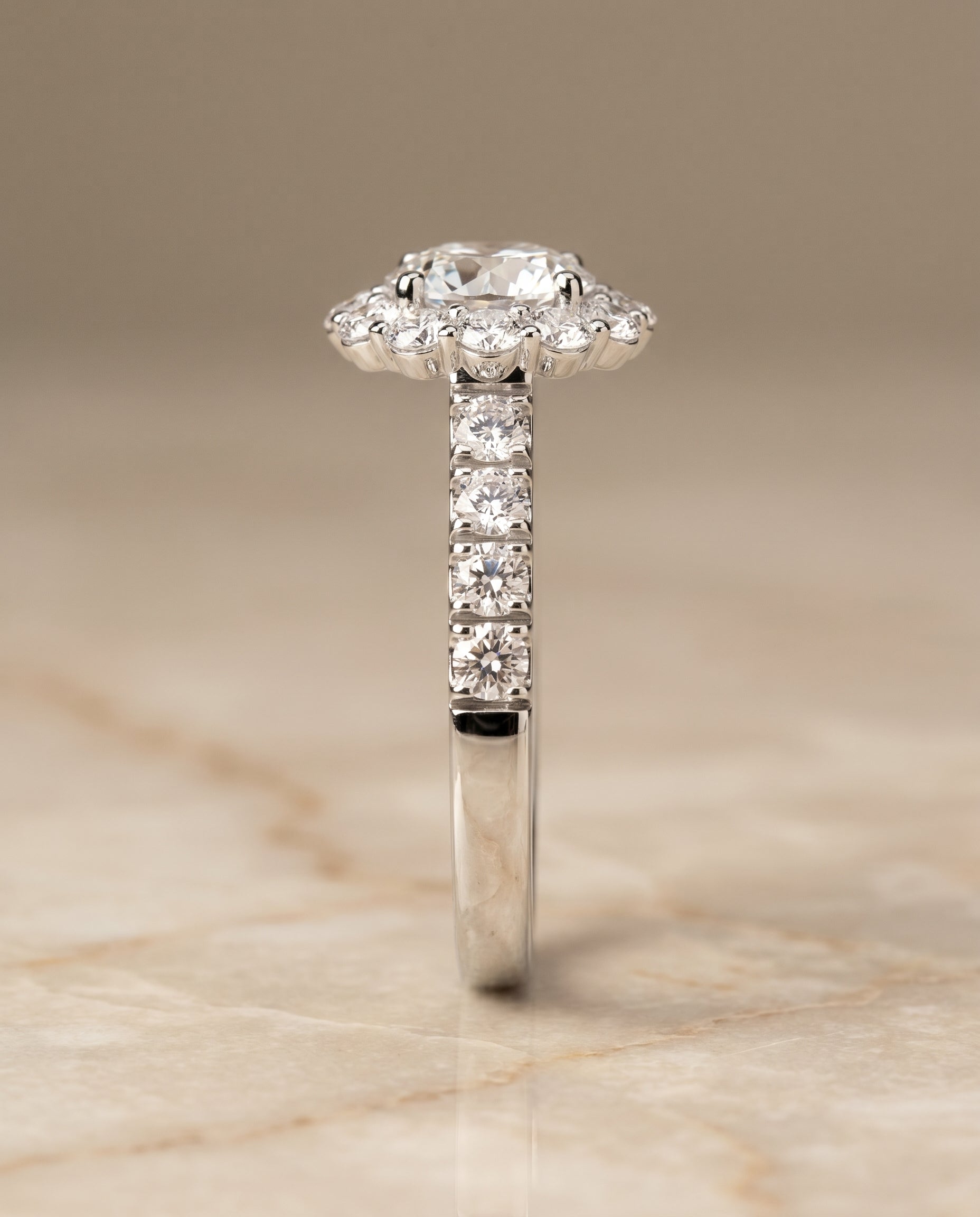 The Alannah setting for round diamonds, made to order in Platinum | RockHer