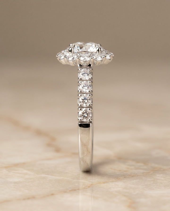 The Alannah Select Halo Engagement Ring with Lab Diamond in 18K White Gold - view 5