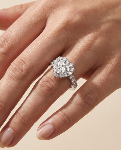 The Alannah Luxe French Pavé Halo Heart Engagement Ring Setting in 18K White Gold