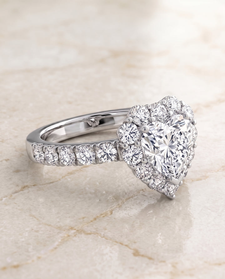 The Alannah Luxe French Pavé Halo Heart Engagement Ring Setting in Platinum