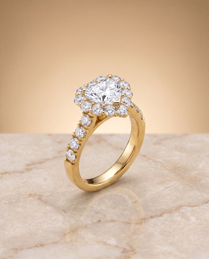The Alannah Luxe French Pavé Halo Heart Engagement Ring Setting in 18K Yellow Gold