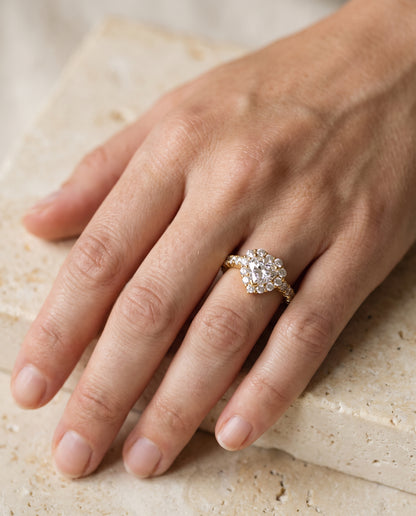 The Alannah Luxe French Pavé Halo Heart Engagement Ring Setting in 18K Yellow Gold