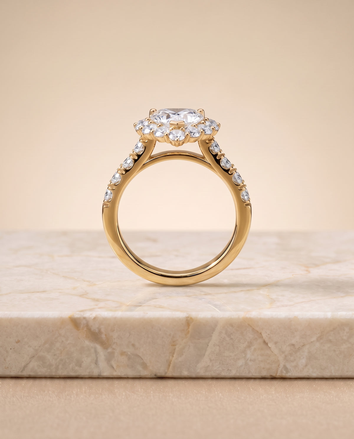 The Alannah Luxe French Pavé Halo Heart Engagement Ring Setting in 18K Yellow Gold