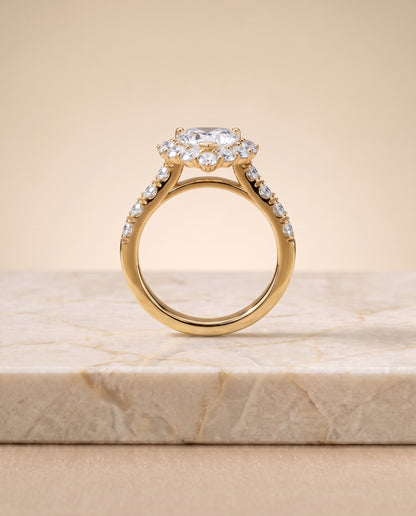 The Alannah Luxe French Pavé Halo Heart Engagement Ring Setting in 18K Yellow Gold