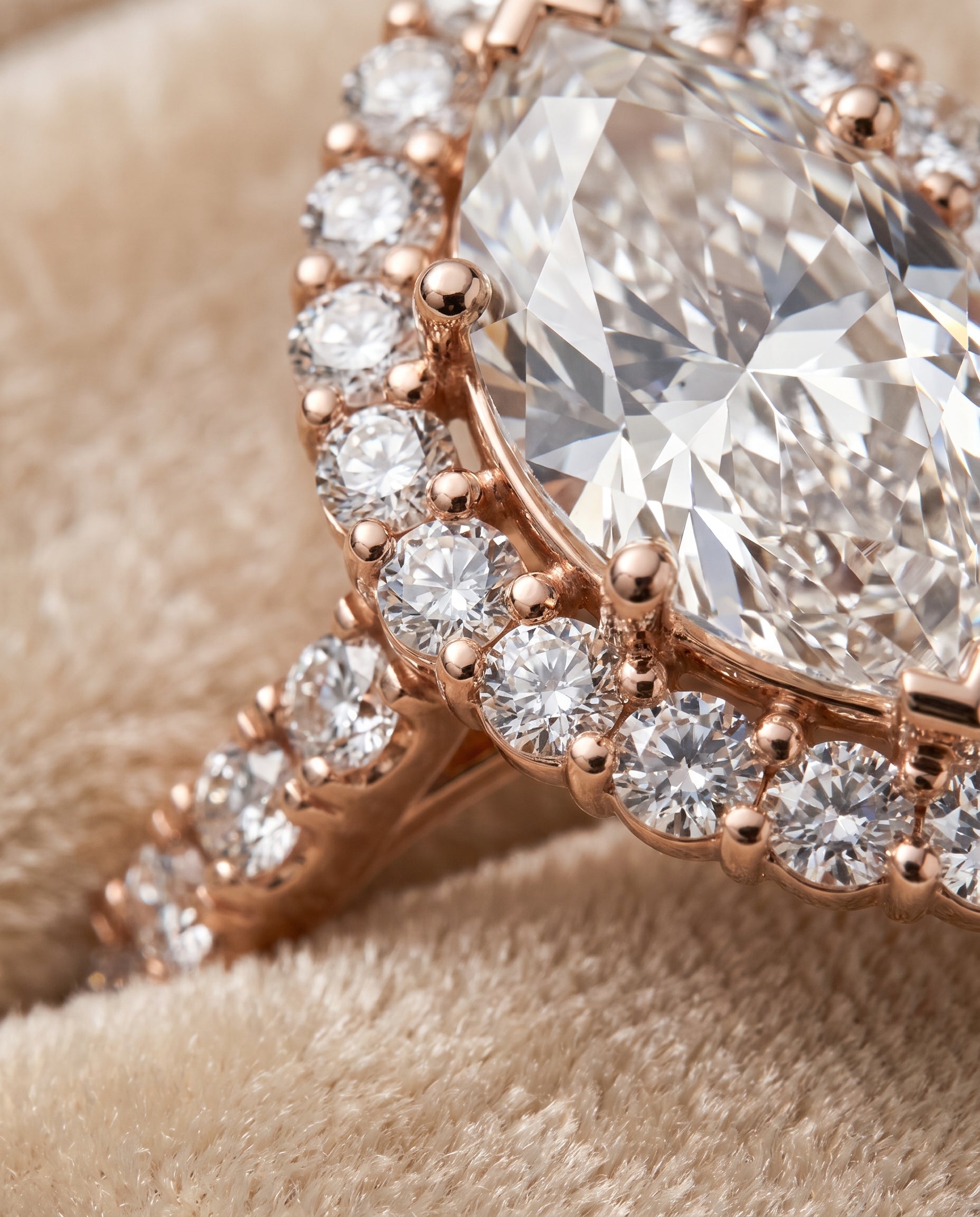 The Alannah Luxe French Pavé Halo Marquise Engagement Ring Setting in 14K Rose Gold