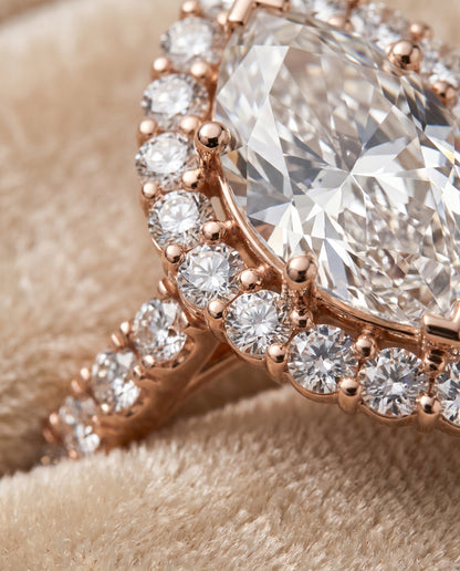 The Alannah Luxe French Pavé Halo Marquise Engagement Ring Setting in 14K Rose Gold