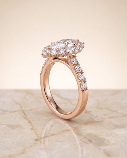 The Alannah Luxe French Pavé Halo Marquise Engagement Ring Setting in 14K Rose Gold