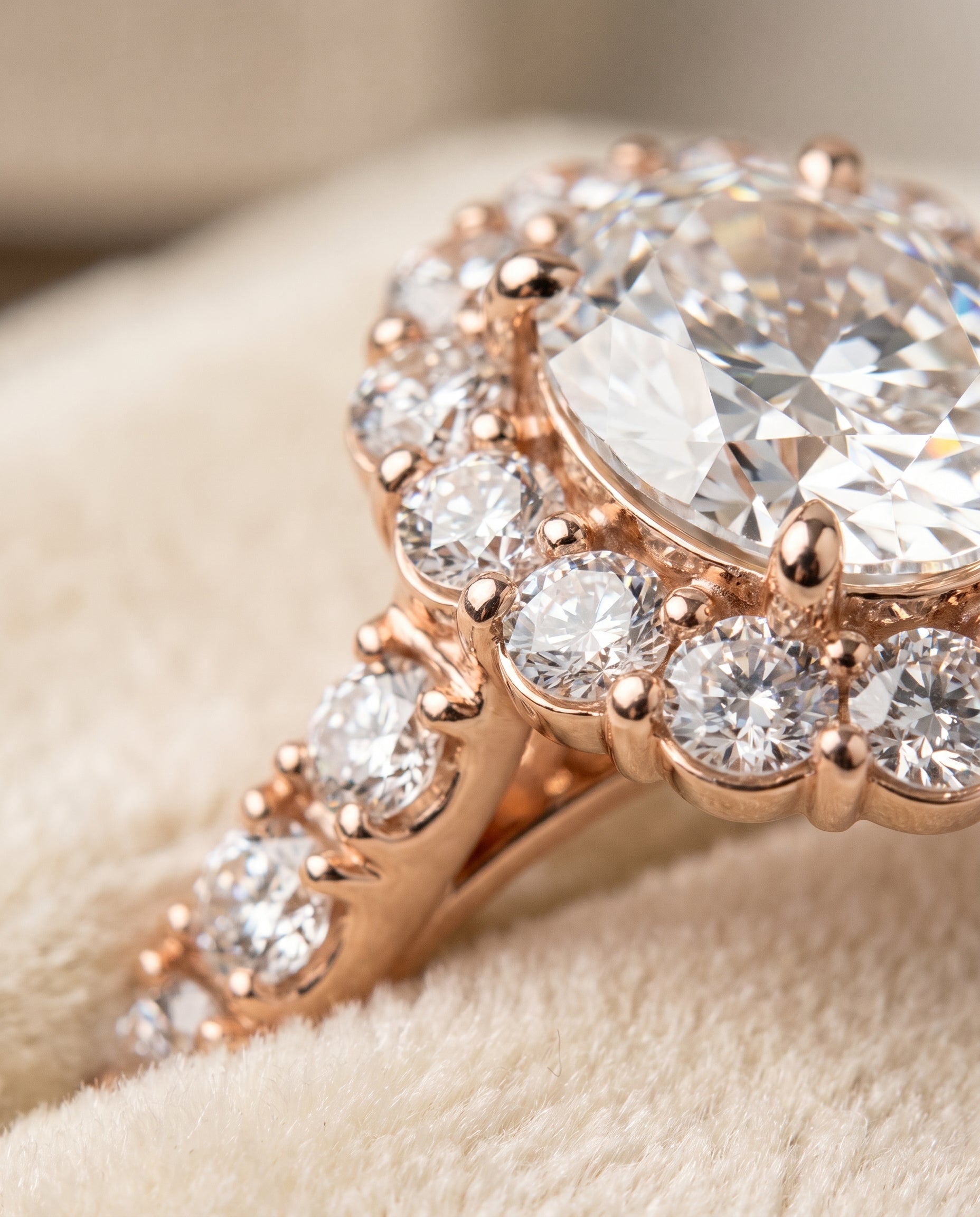14K Rose Gold band of The Alannah oval engagement ring setting | RockHer