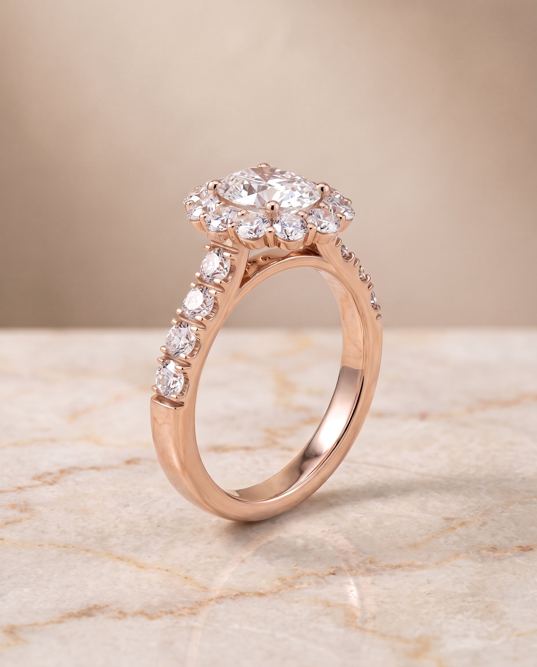 The Alannah setting for oval diamonds, made to order in 14K Rose Gold | RockHer