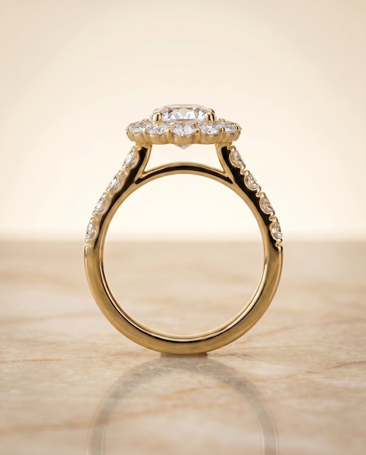 Luxe French Pavé Halo Oval in 18K Yellow Gold
