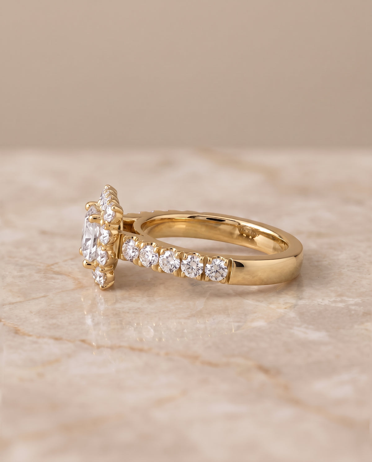 The Alannah setting for princess diamonds, made to order in 18K Yellow Gold | RockHer