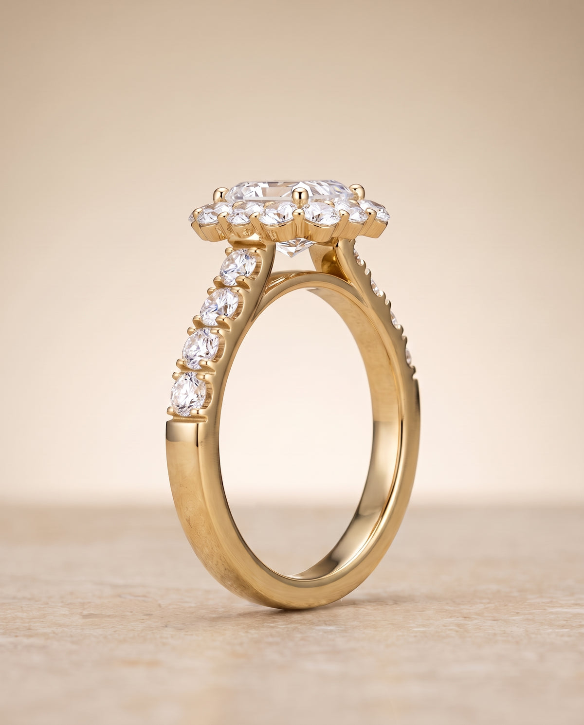 The Alannah radiant engagement ring setting in 18K Yellow Gold | RockHer