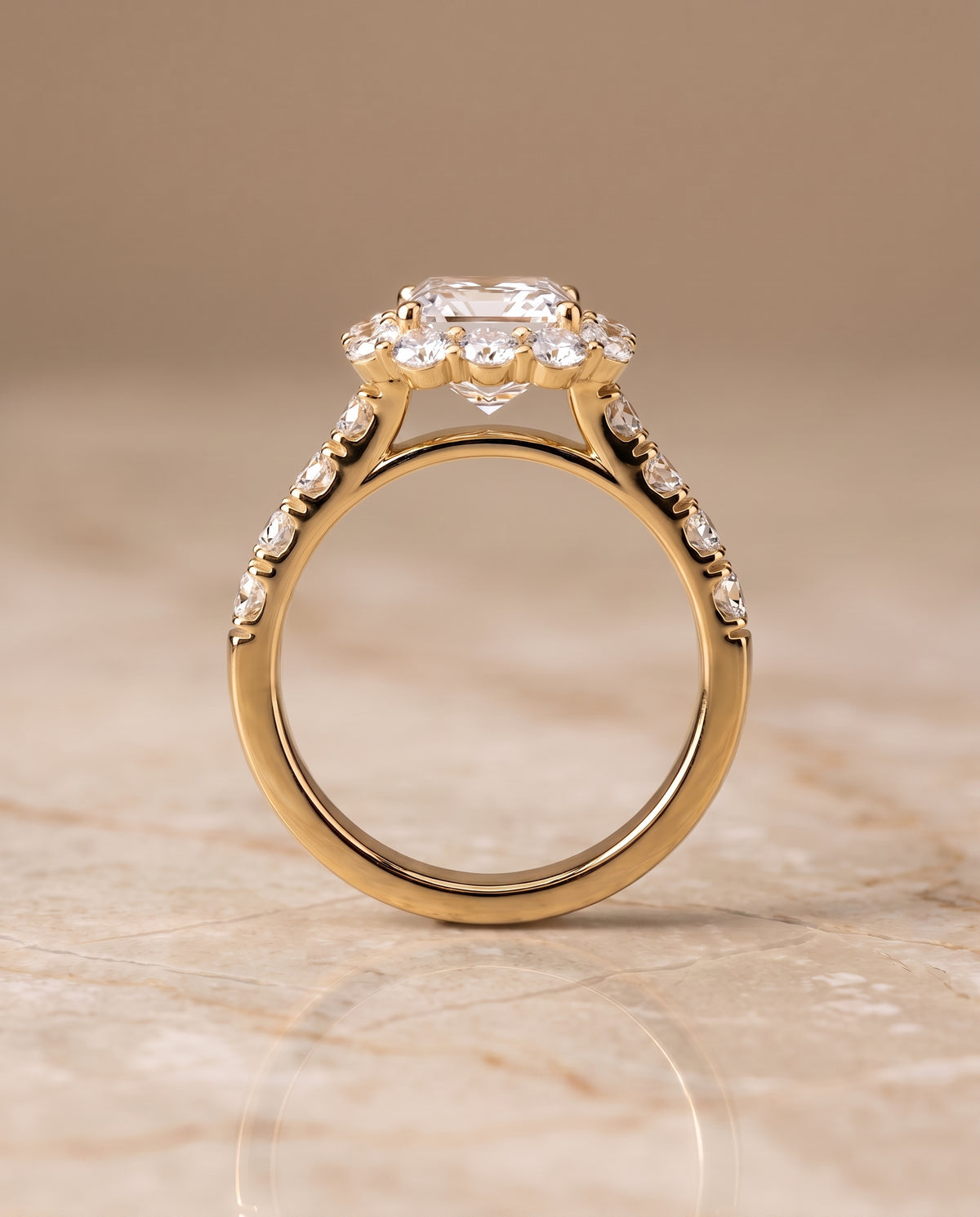 The Alannah setting for radiant diamonds, made to order in 18K Yellow Gold | RockHer