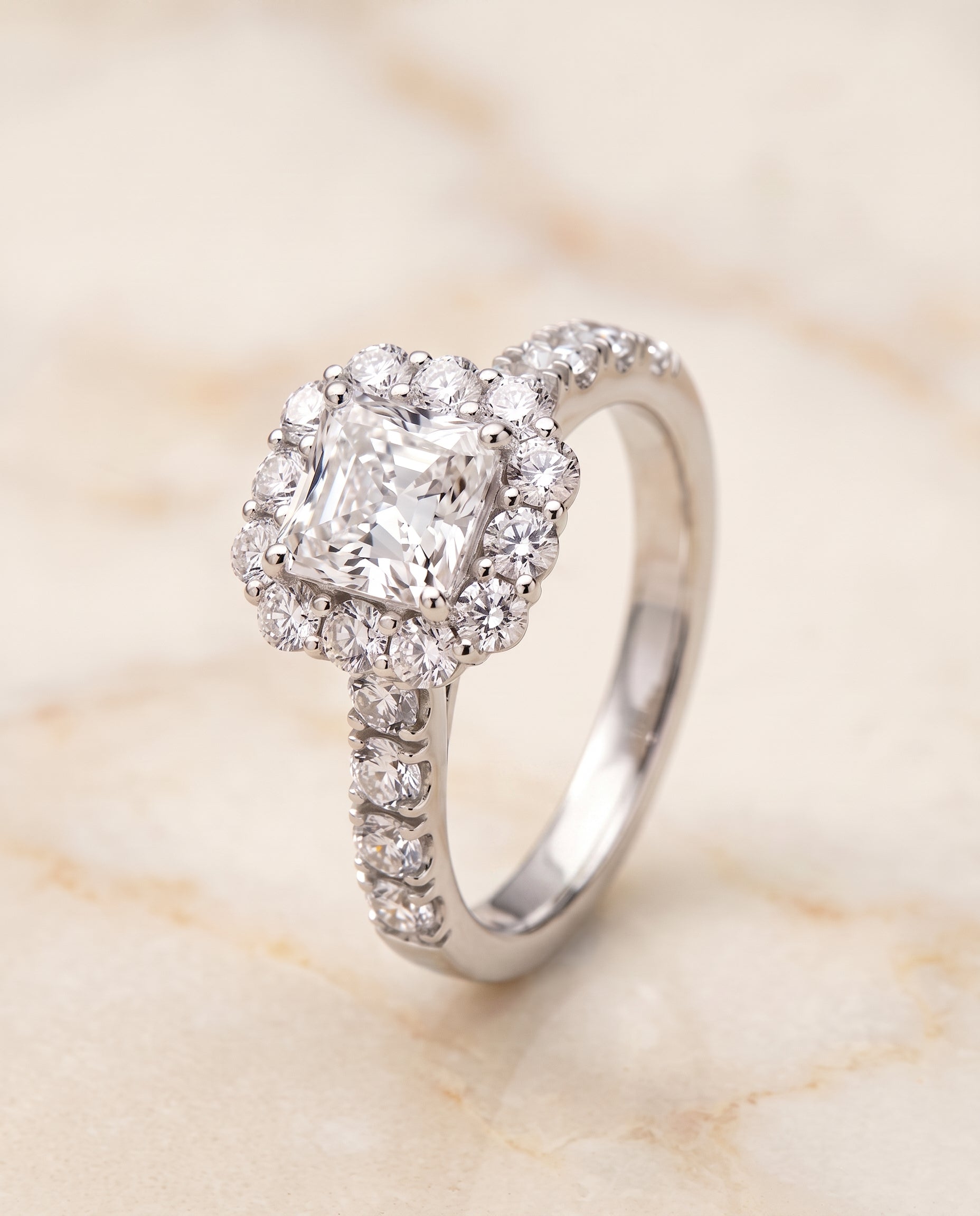 The Alannah setting for radiant diamonds, made to order in Platinum | RockHer