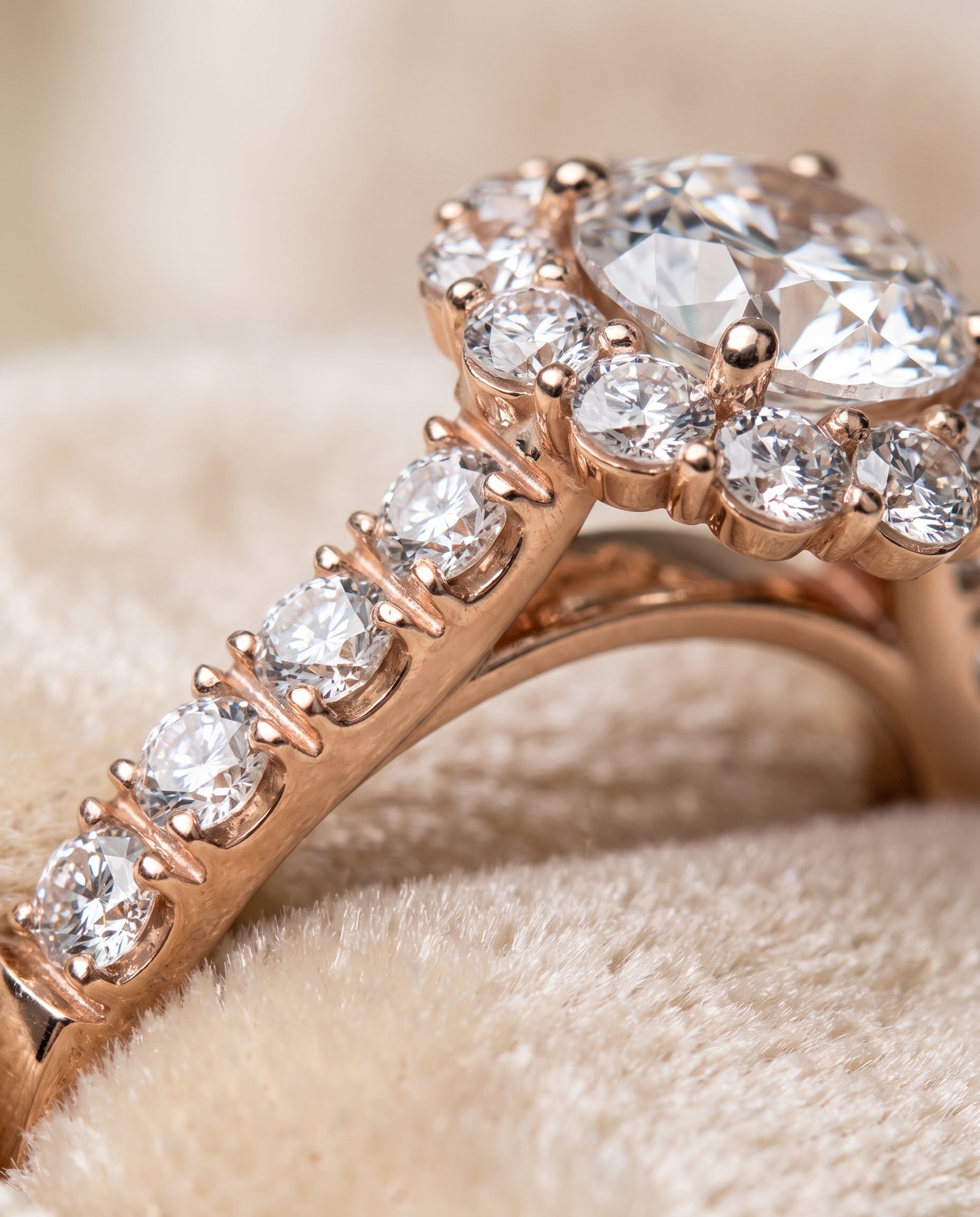 14K Rose Gold band of The Alannah round engagement ring setting | RockHer