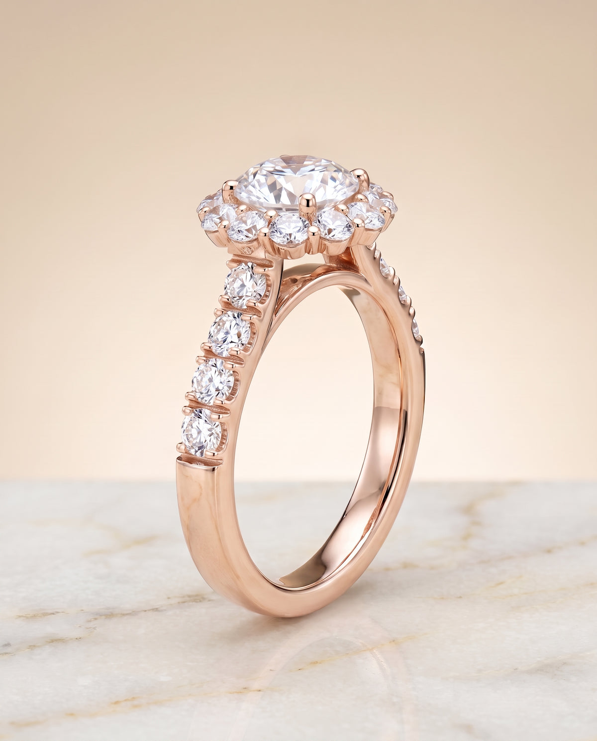 The Alannah round engagement ring setting in 14K Rose Gold | RockHer