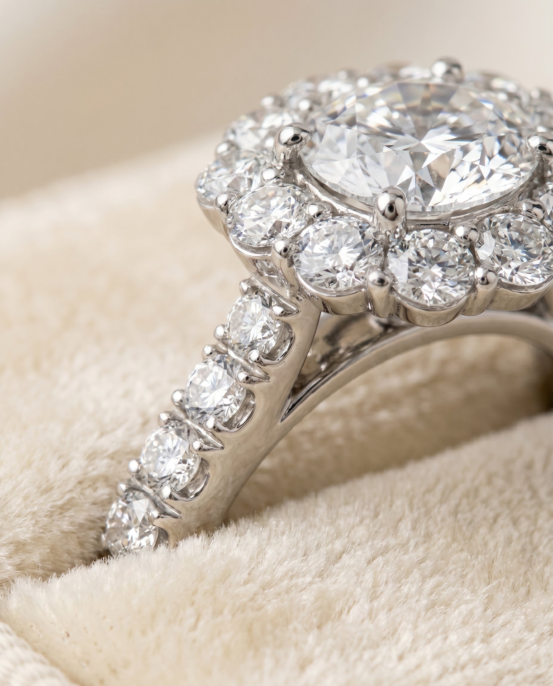 Platinum band of The Alannah cushion engagement ring setting | RockHer