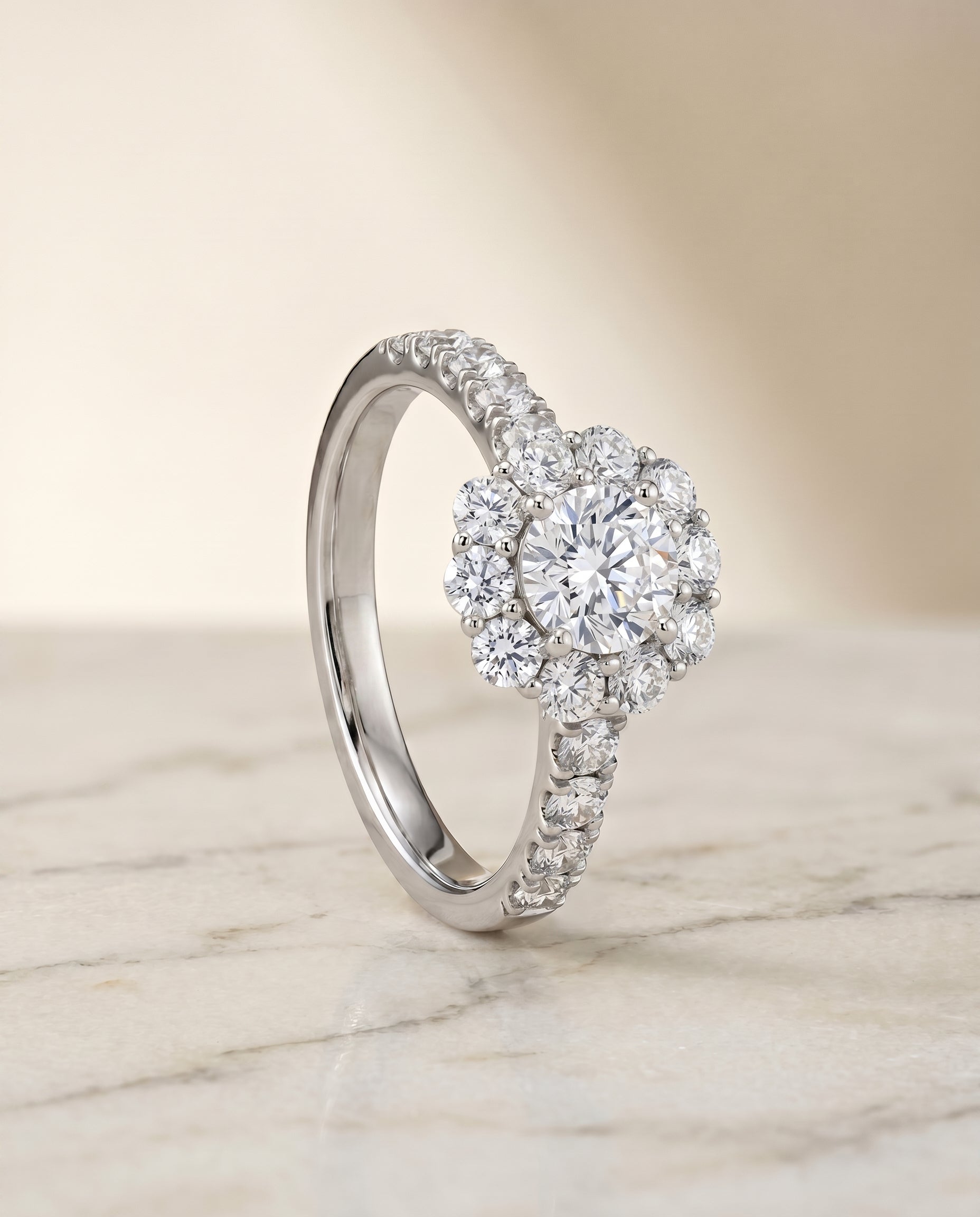 Luxe French Pavé Halo Cut styling on The Alannah cushion engagement ring setting | RockHer