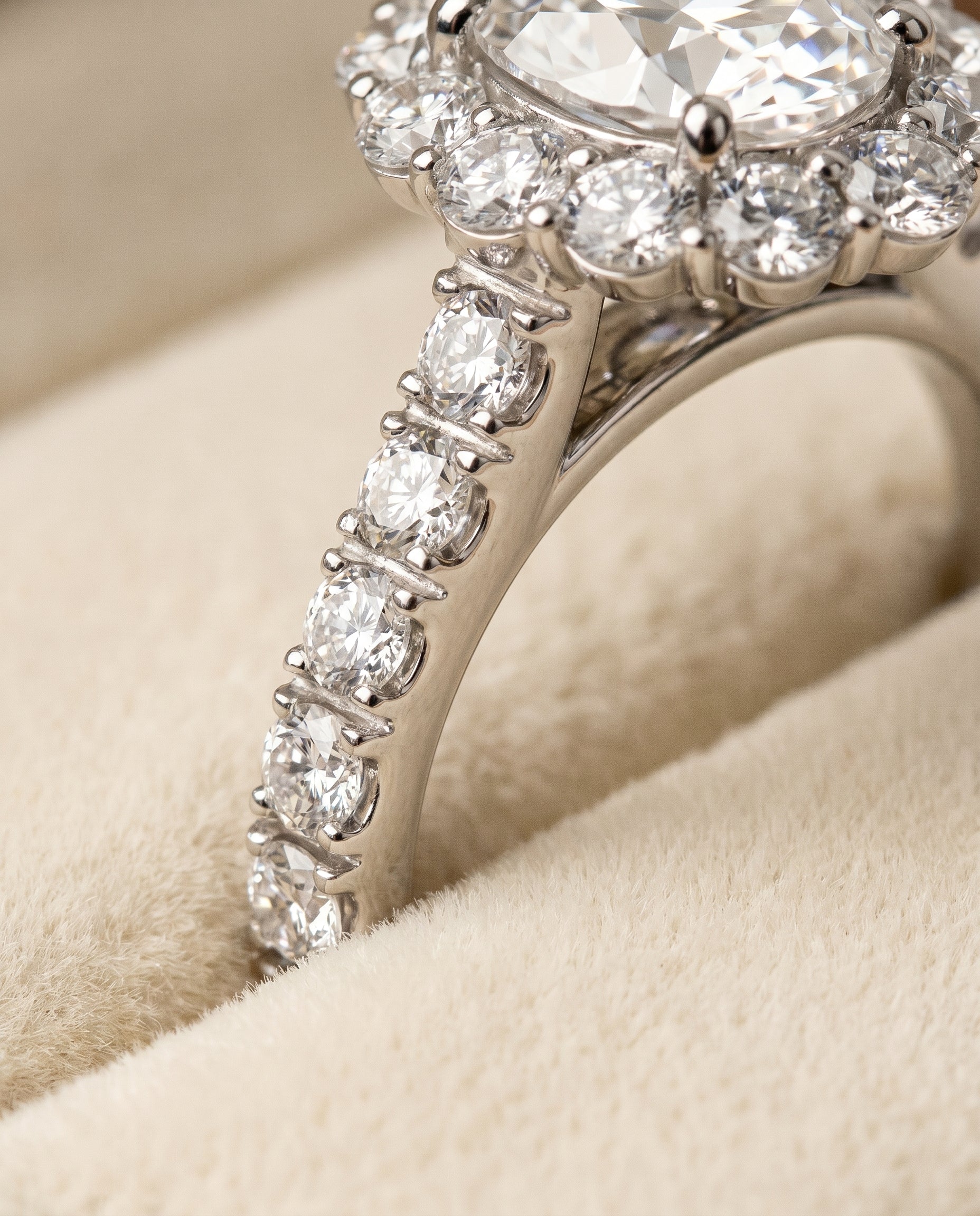 Platinum band of The Alannah oval engagement ring setting | RockHer