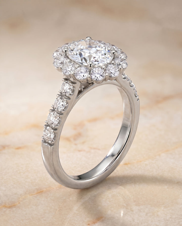 The Alannah Select Halo Engagement Ring with Lab Diamond in 18K White Gold - view 2
