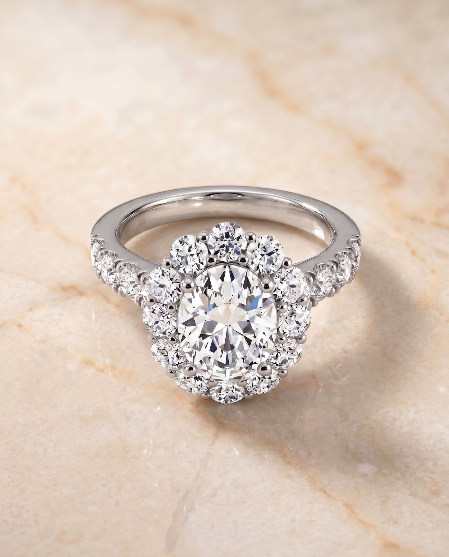 The Alannah Select Halo Engagement Ring with Lab Diamond in 18K White Gold - view 1