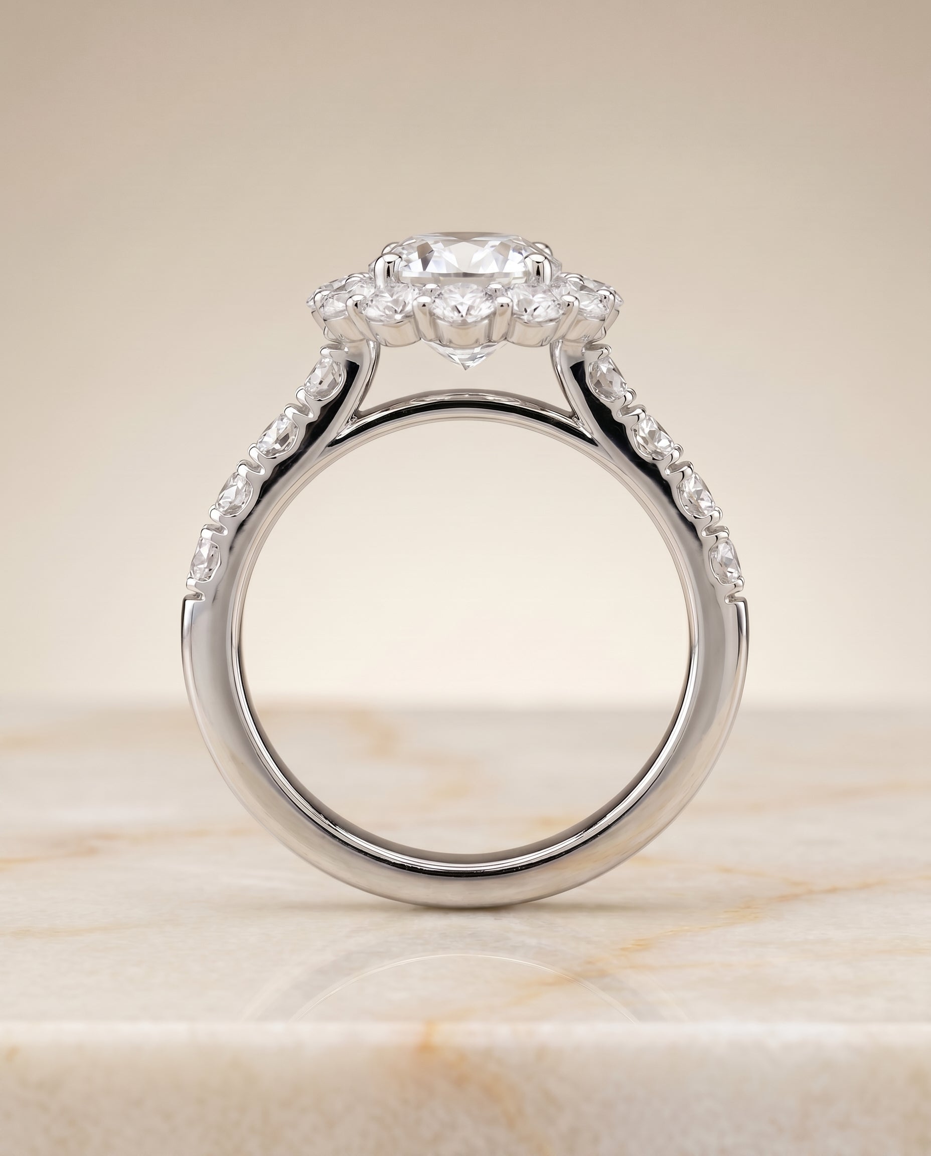 The Alannah setting for oval diamonds, made to order in Platinum | RockHer