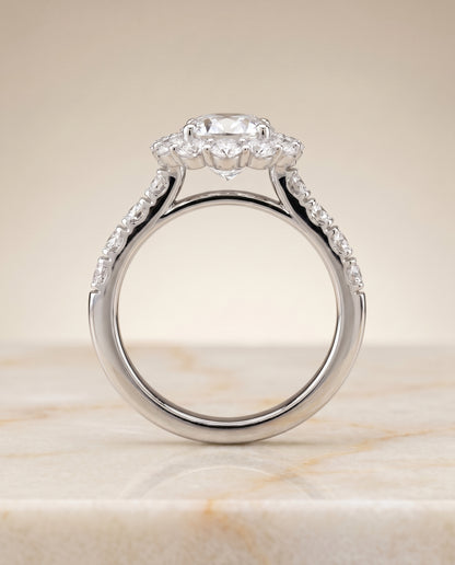 The Alannah Luxe French Pavé Halo Oval Engagement Ring Setting in Platinum