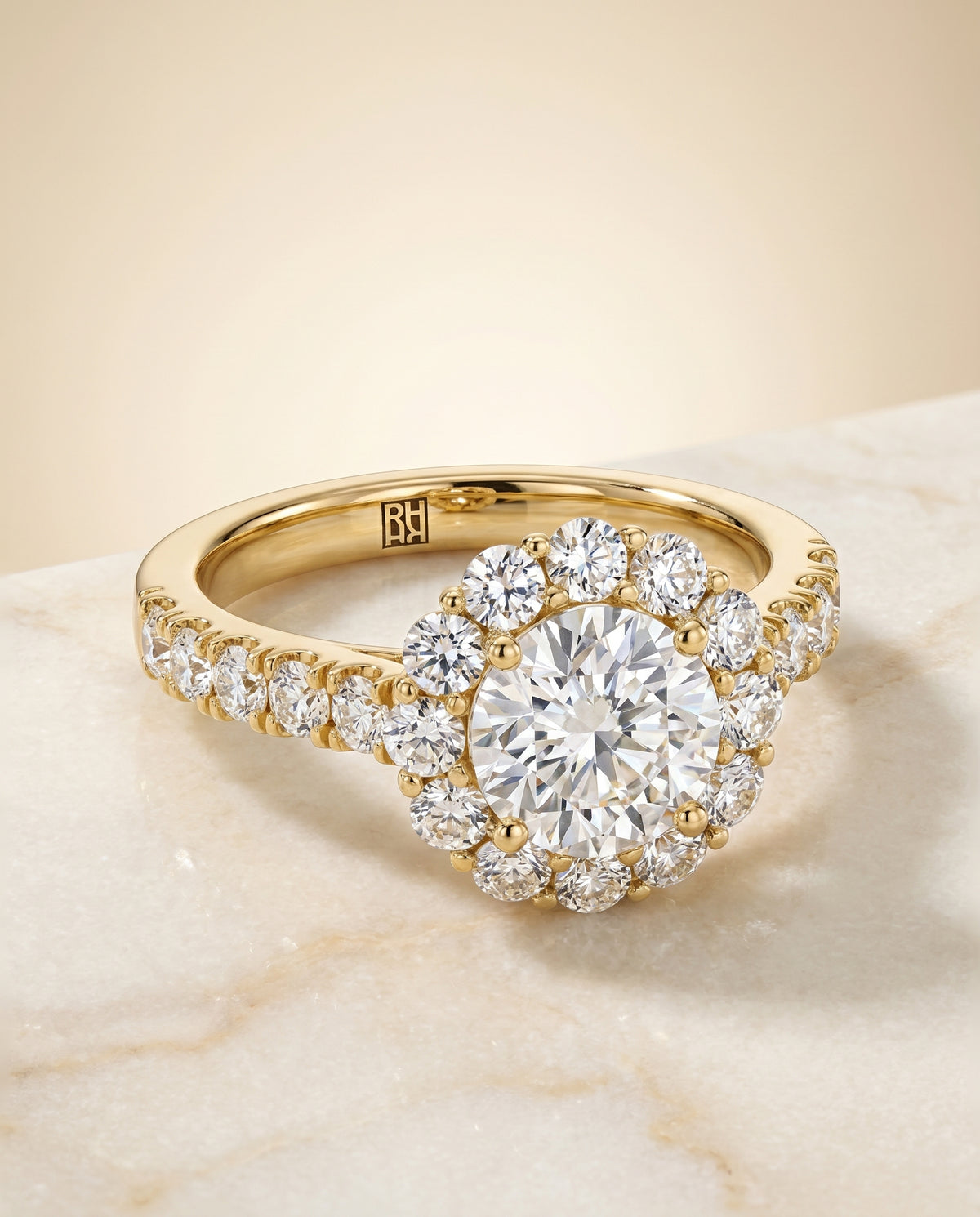 The Alannah round engagement ring setting in 18K Yellow Gold | RockHer