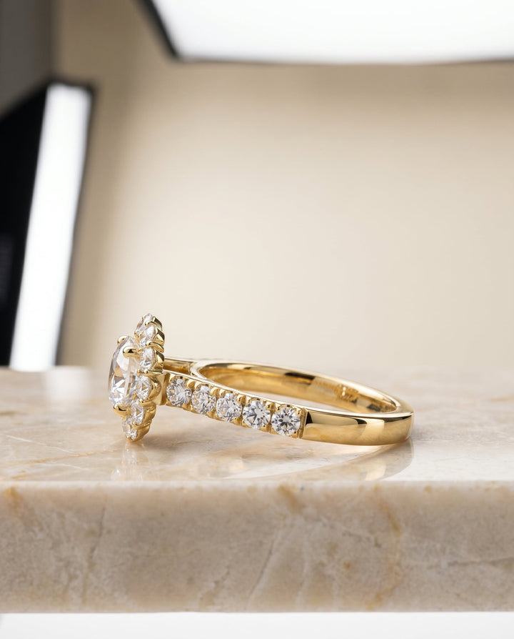 The Alannah Select Halo Engagement Ring with Lab Diamond in 18K Yellow Gold - view 5