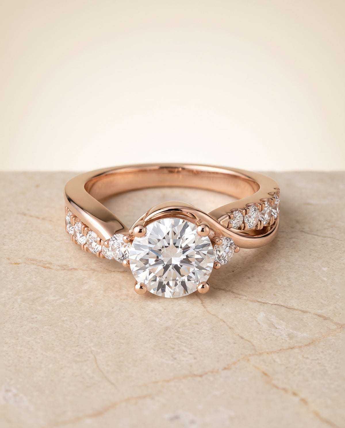 The Alice round engagement ring setting in 14K Rose Gold | RockHer