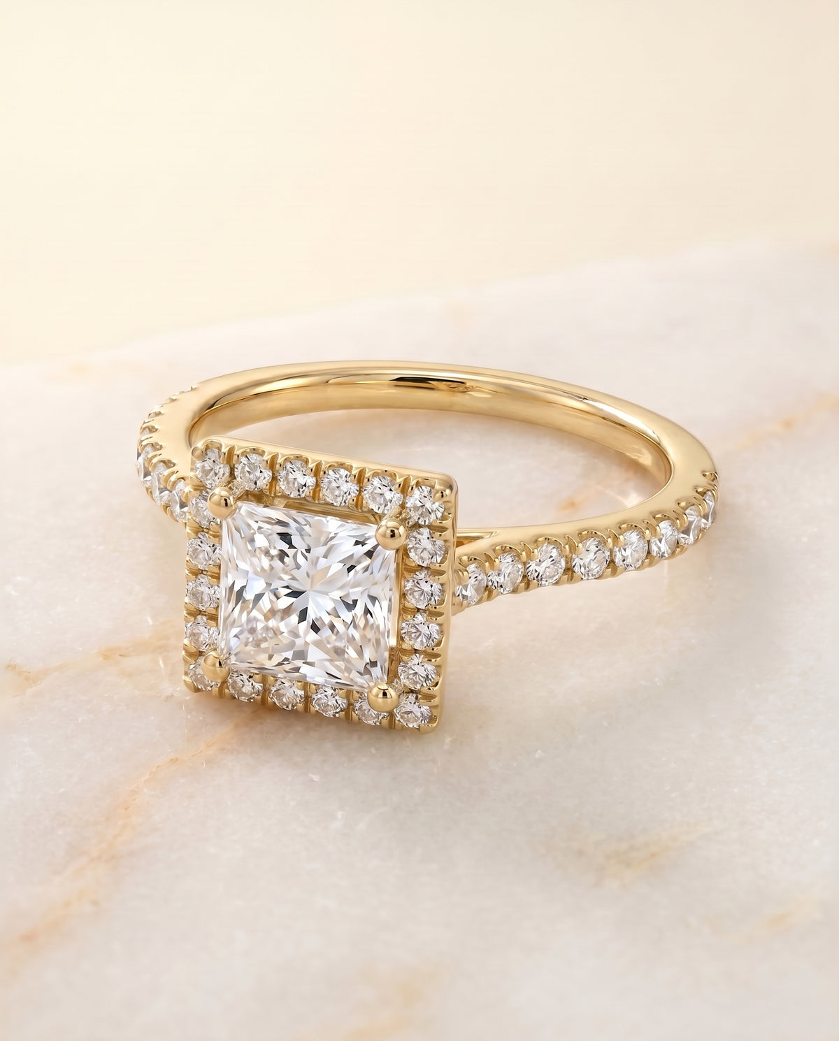 The Allegra princess engagement ring setting in 18K Yellow Gold | RockHer