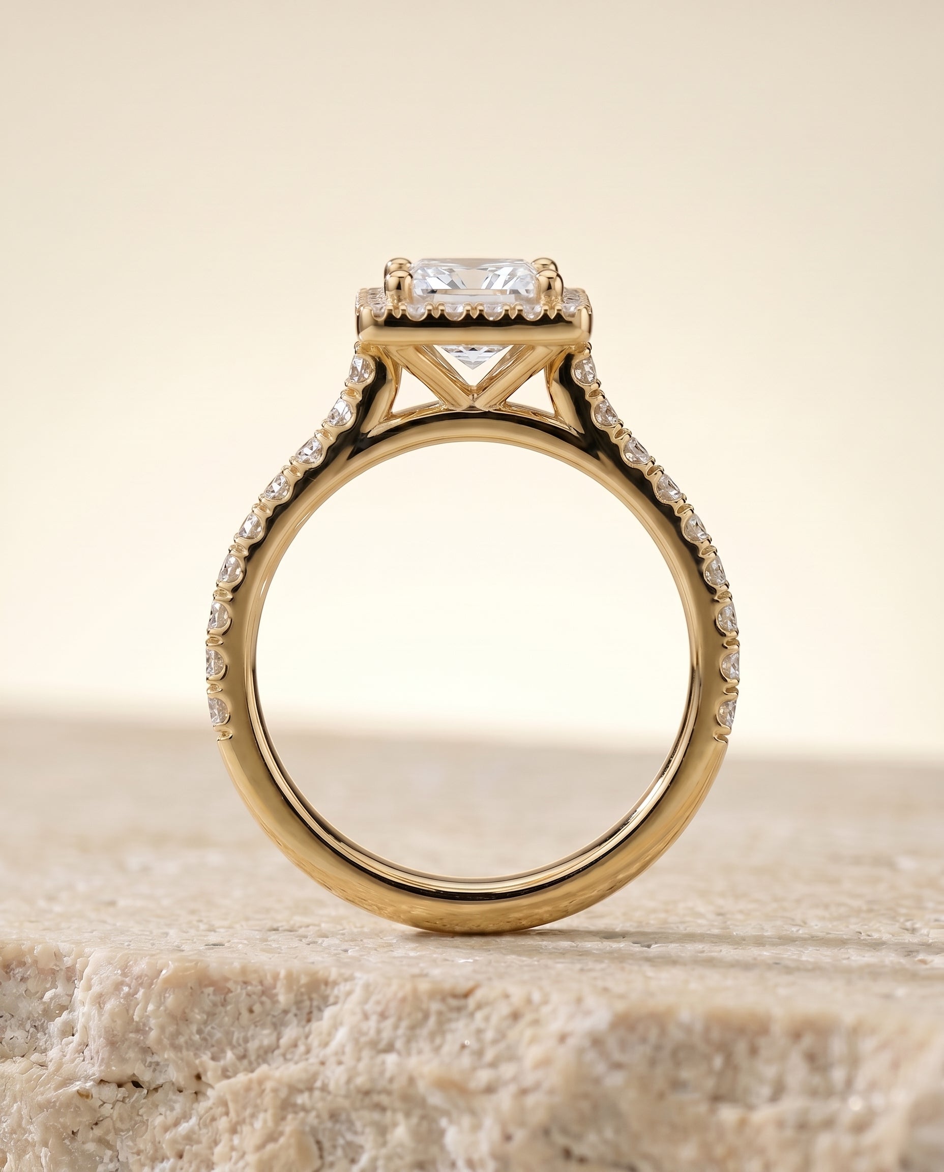 The Allegra setting for princess diamonds, made to order in 18K Yellow Gold | RockHer