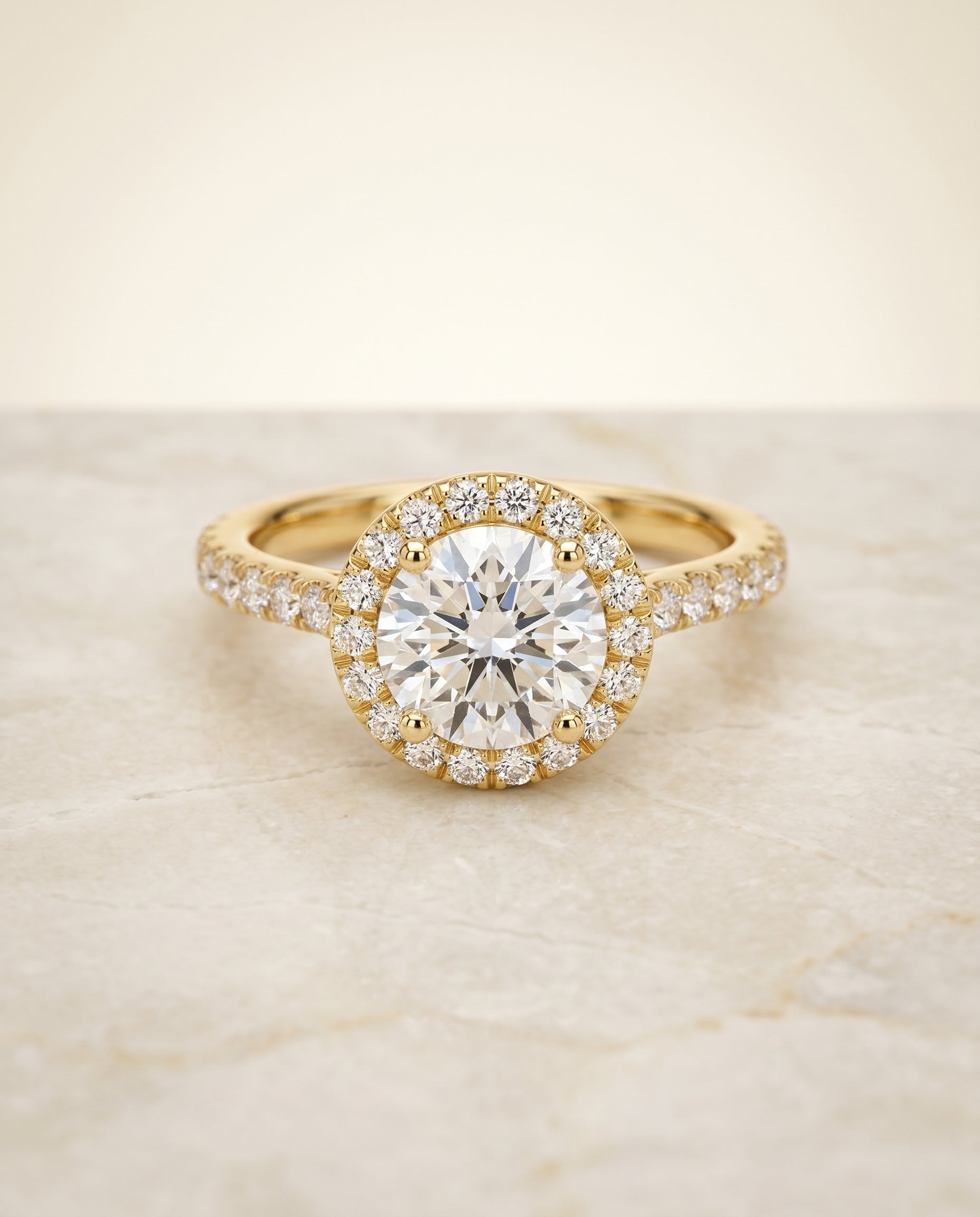 The Allegra Select Halo Engagement Ring with Lab Diamond in 18K Yellow Gold - view 1
