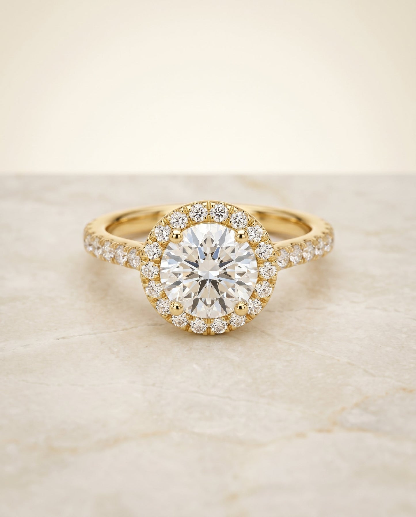 The Allegra Select Halo Engagement Ring with Lab Diamond in 18K Yellow Gold - view 1