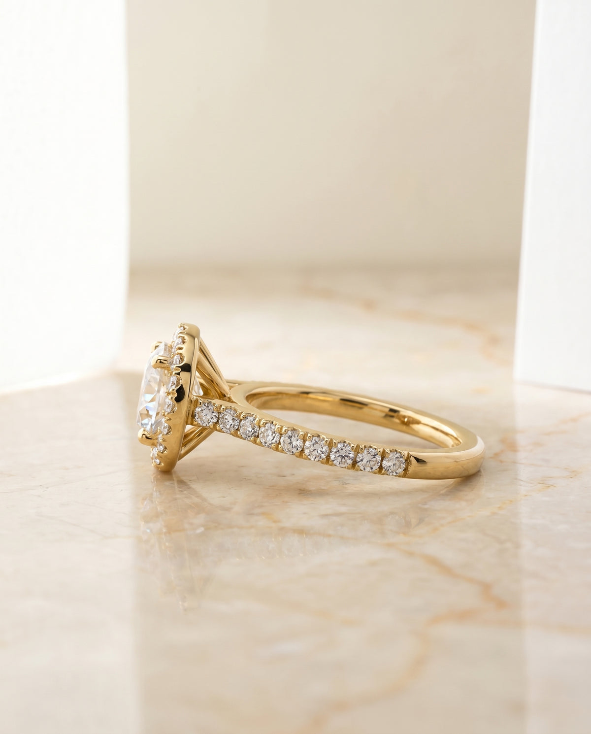 The Allegra setting for round diamonds, made to order in 18K Yellow Gold | RockHer