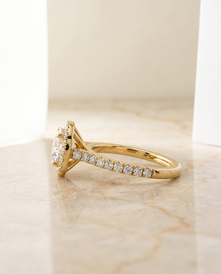 The Allegra Select Halo Engagement Ring with Lab Diamond in 18K Yellow Gold - view 5