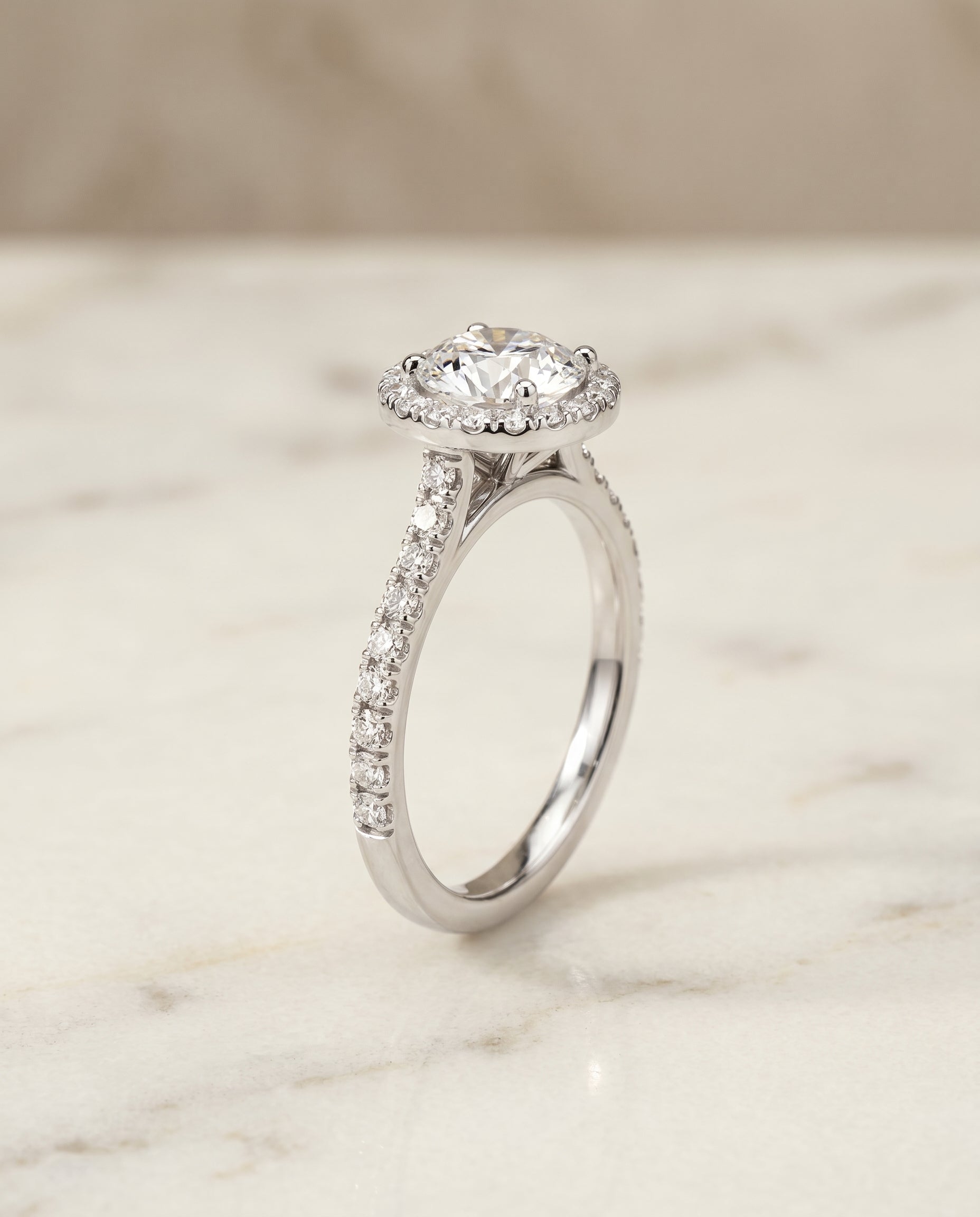 The Allegra setting for round diamonds, made to order in Platinum | RockHer