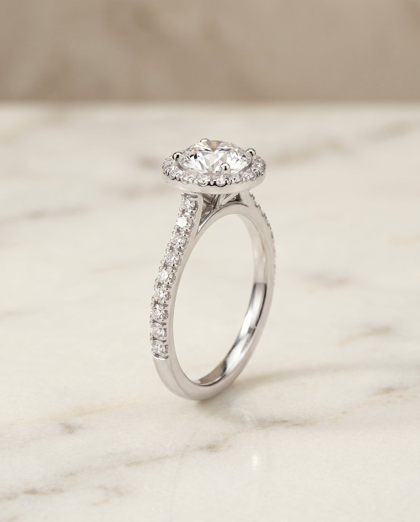 The Allegra Select Halo Engagement Ring with Lab Diamond in 18K White Gold - view 2