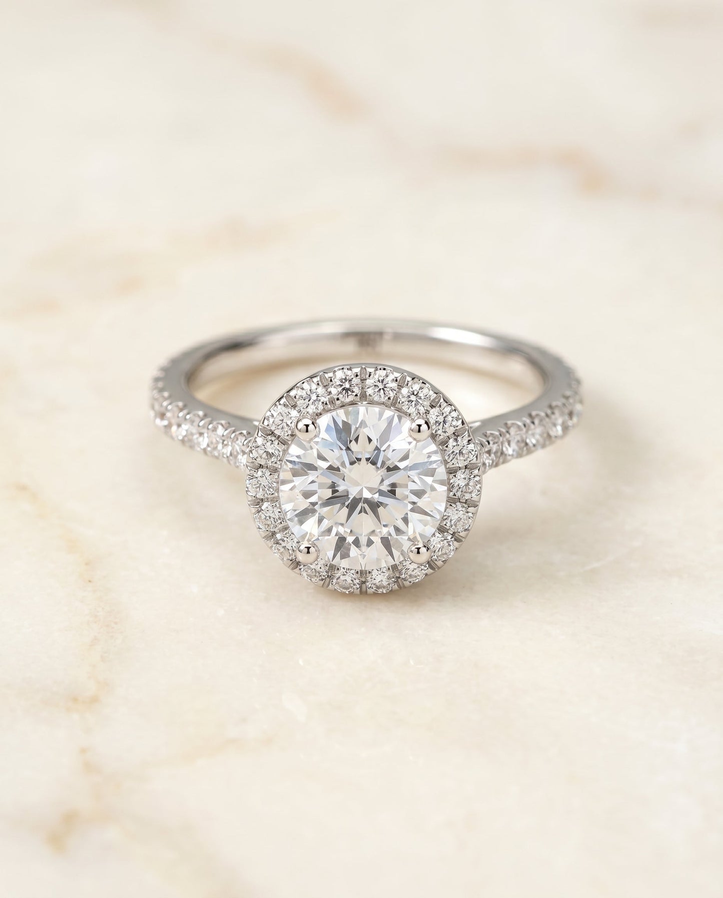 The Allegra Select Halo Engagement Ring with Lab Diamond in Platinum - view 1