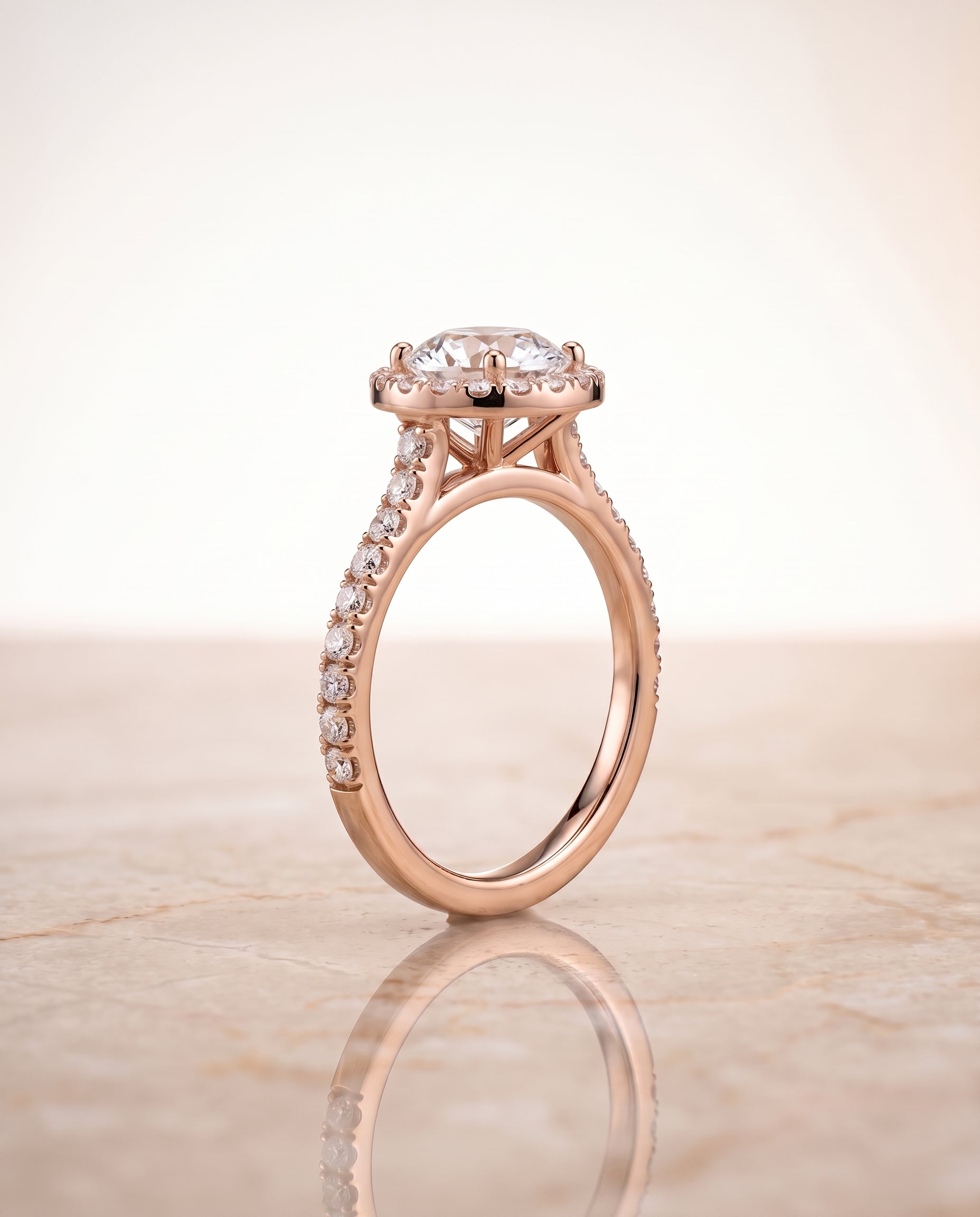 The Allegra setting for round diamonds, made to order in 14K Rose Gold | RockHer